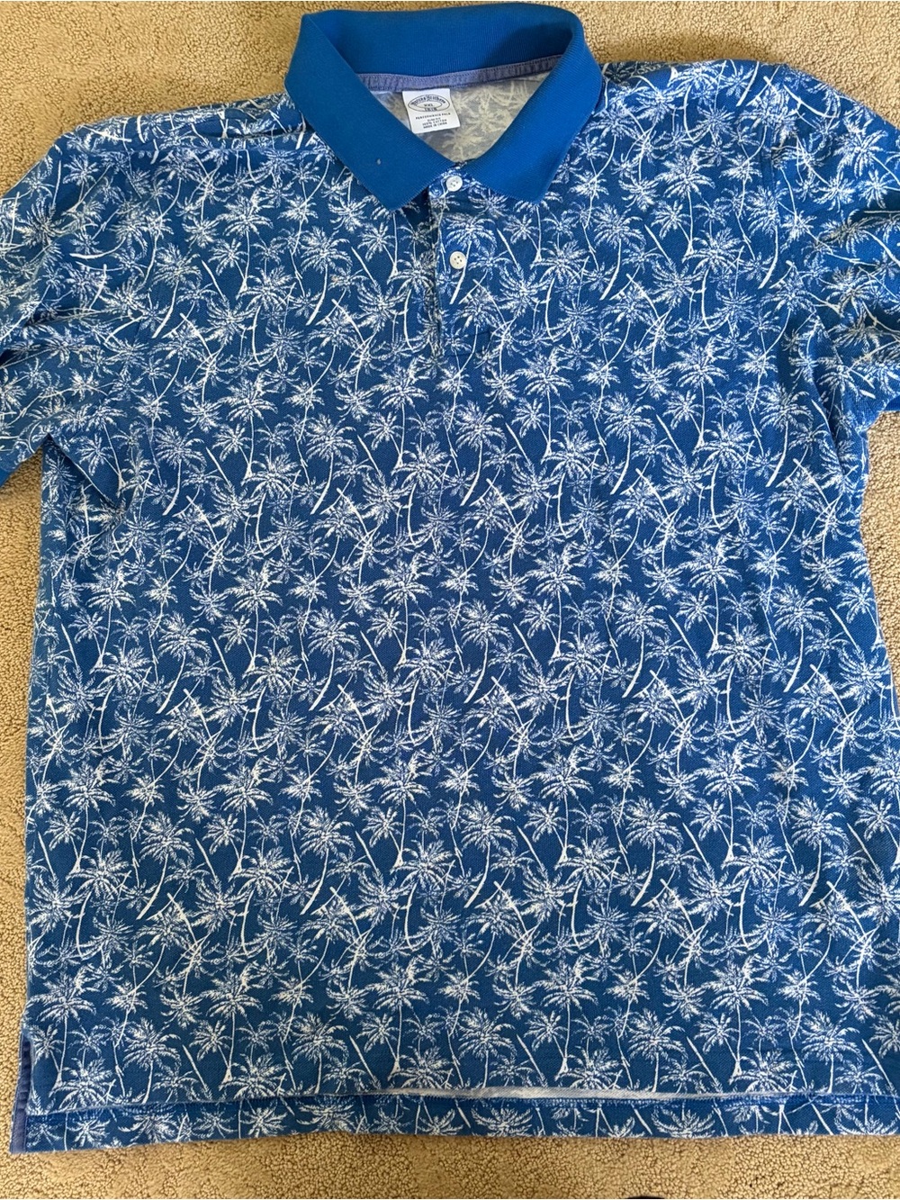 Brooks Brothers blue and white palm tree Performance Polo
